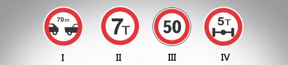 მოცემული საგზაო ნიშნებიდან რომელი კრძალავს სატრანსპორტო საშუალების მოძრაობას, რომლის ფაქტობრივი დატვირთვა რომელიმე ღერძზე აღემატება ნიშანზე აღნიშნულს?