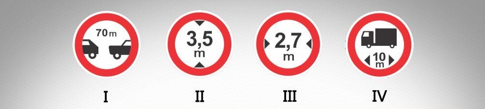 მოცემული საგზაო ნიშნებიდან რომელი კრძალავს სატრანსპორტო საშუალებით მოძრაობას, რომლის გაბარიტული სიგანე (ტვირთიანად ან უტვირთოდ) აღემატება ნიშანზე აღნიშნულს?
